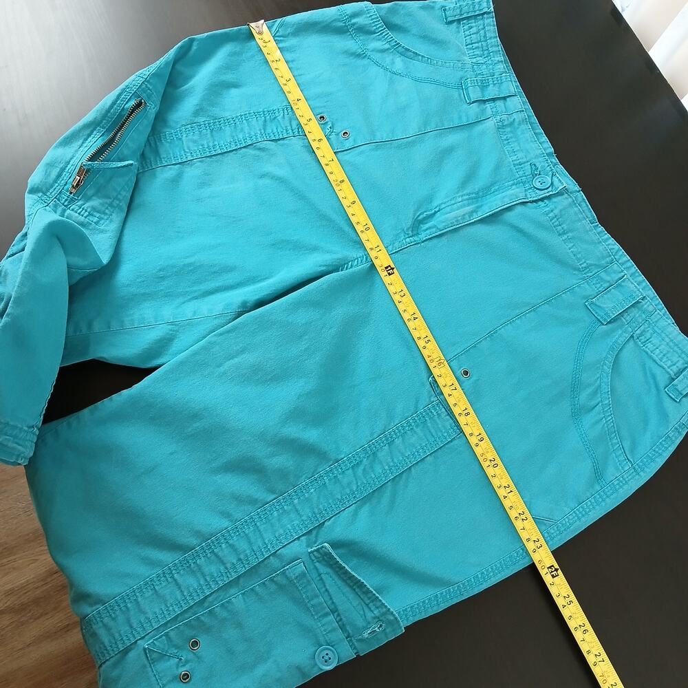 Style & Co Turquoise Blue Cargo Capri Pants 18W cotton blend drawstring cuffs - Picture 8 of 10